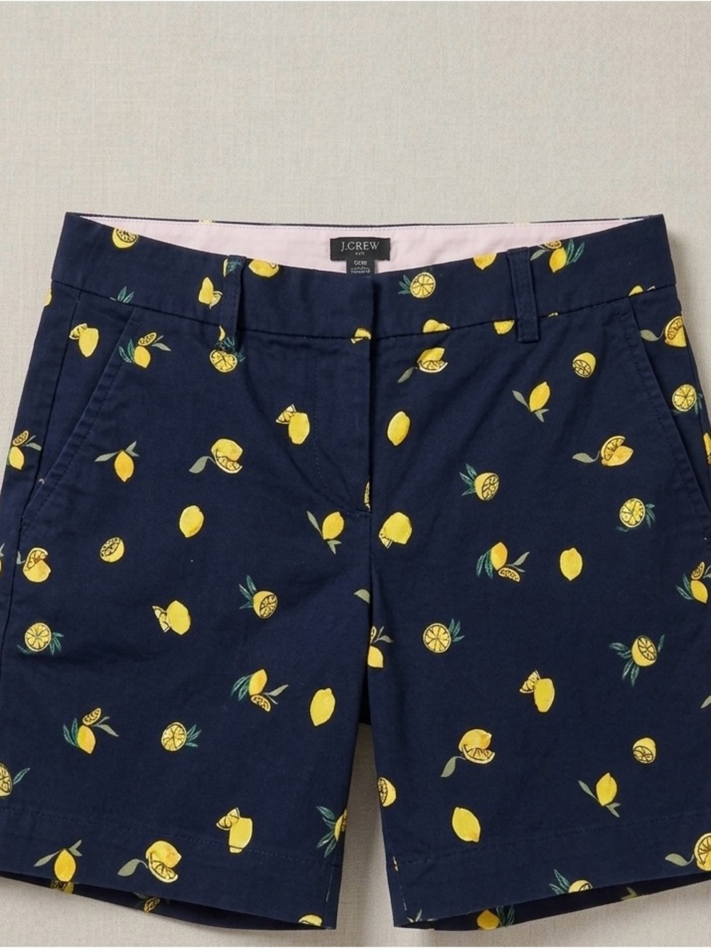 J. Crew Navy Lemon-Print Cotton Bermuda Shorts